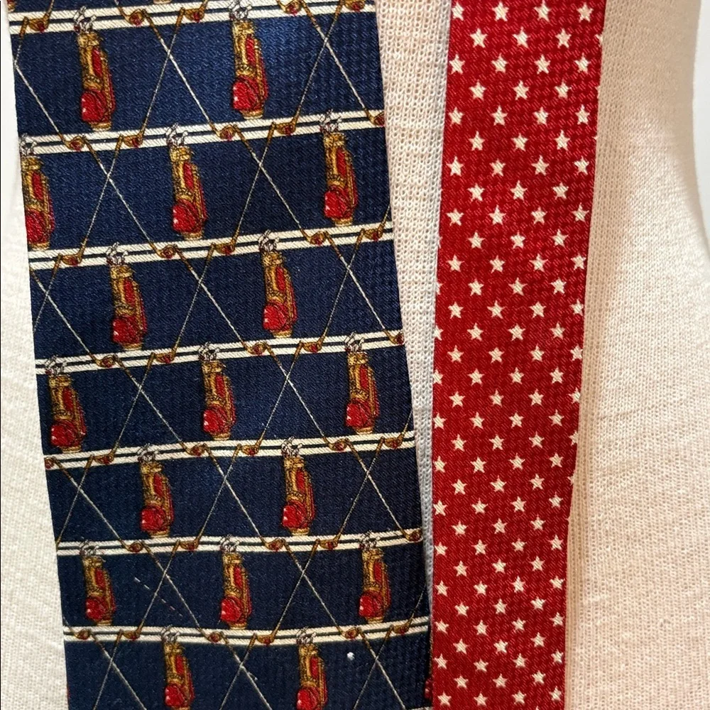 Tommy Hilfiger 100% imported silk tie with golf clubs and stars